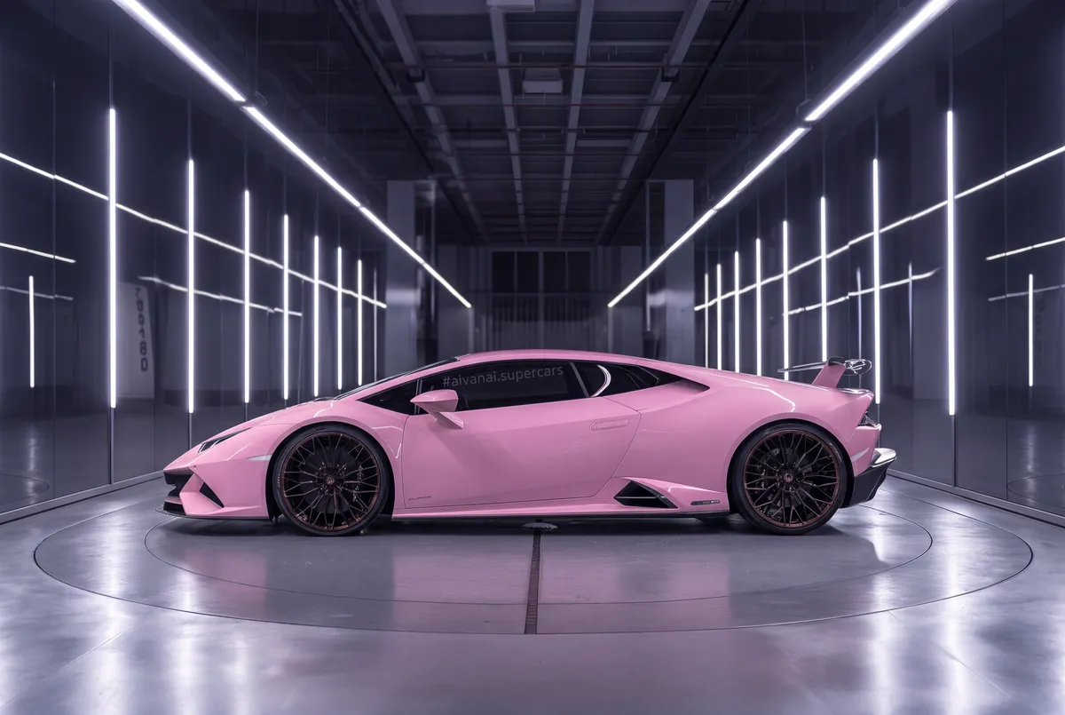 Pale Huracán in a lit garage